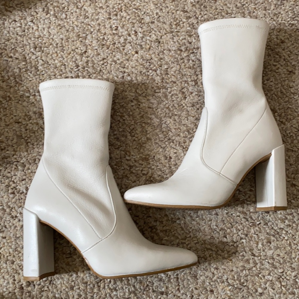 Stuart weitzman heel white boots